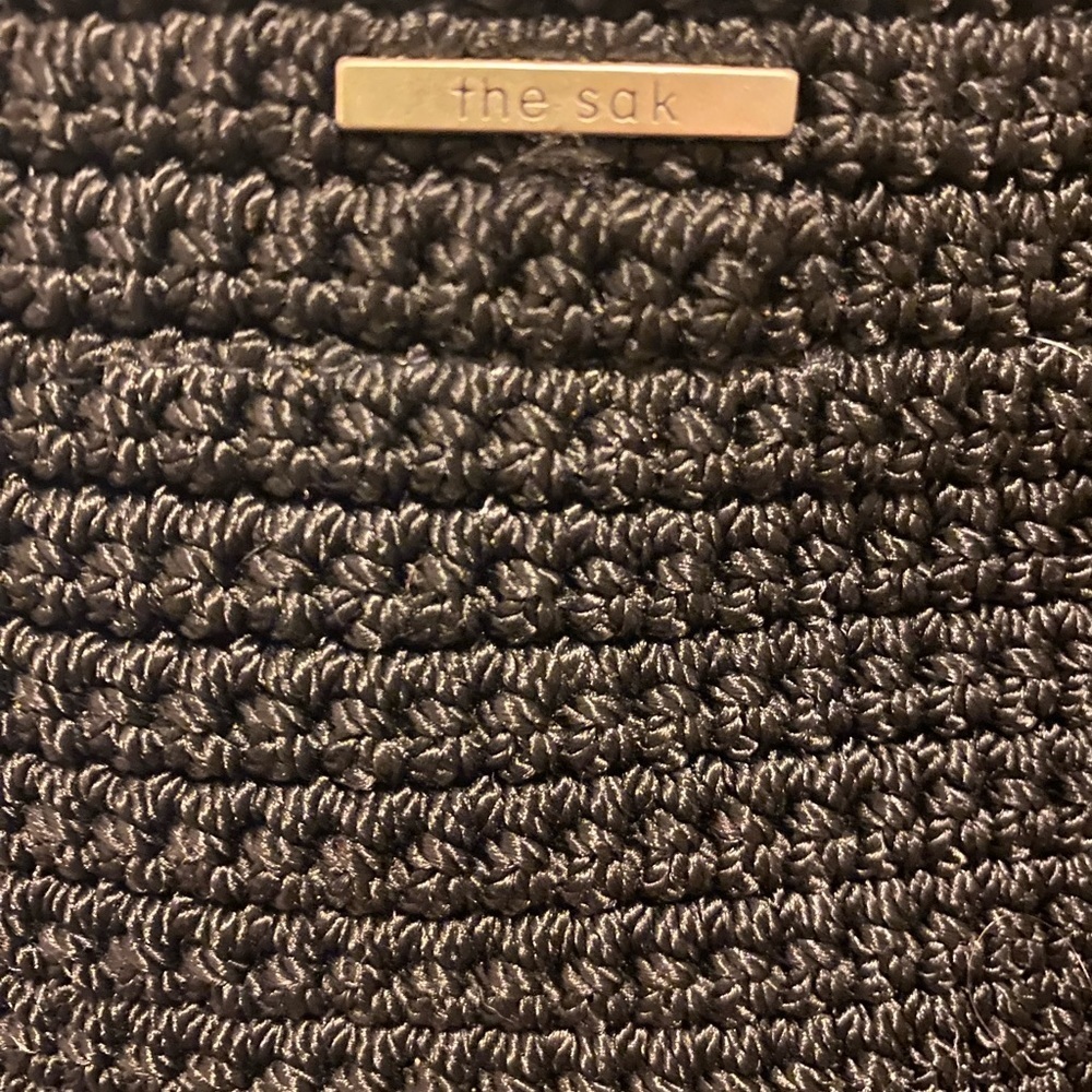 THE SAK's Indio‎ Black Crochet Medium Tablet Bag Purse - Picture 3 of 10
